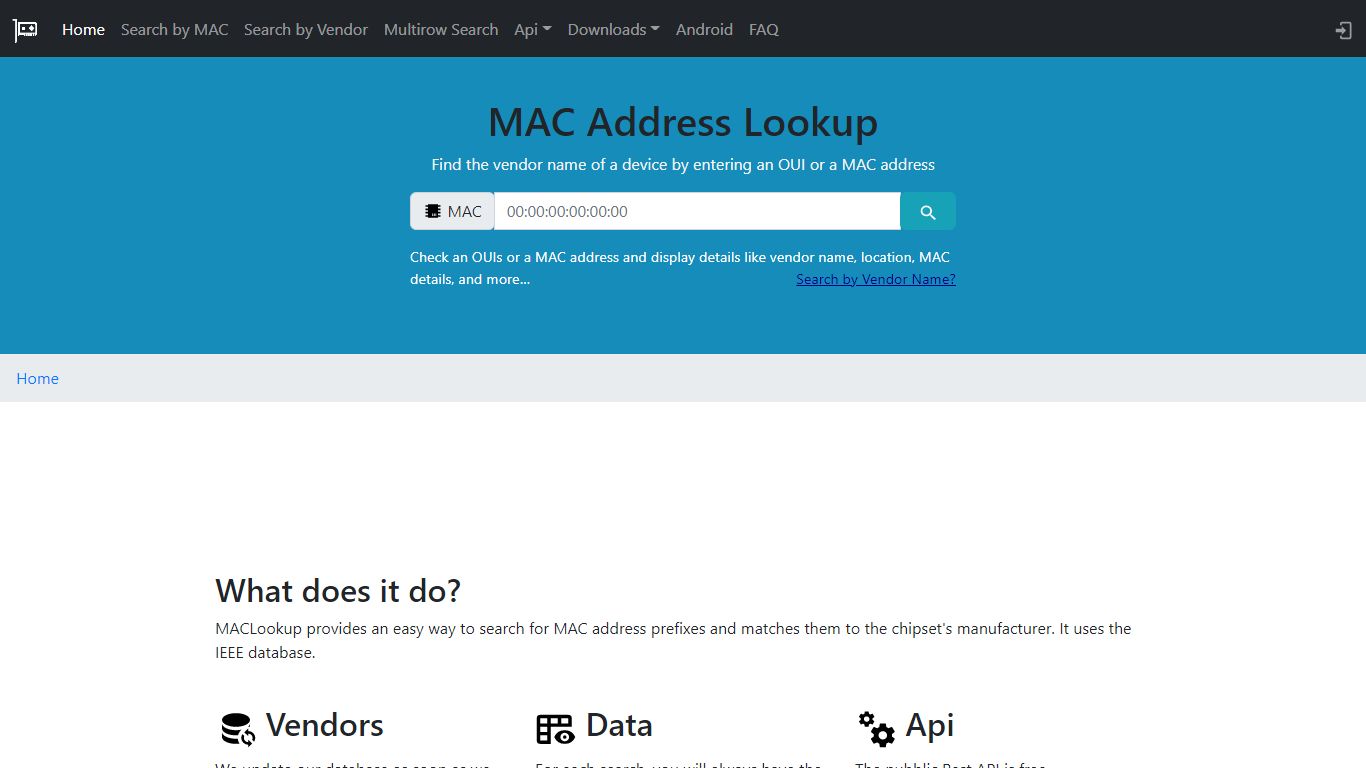 MAC Address Vendor Lookup | MAC Address Lookup
